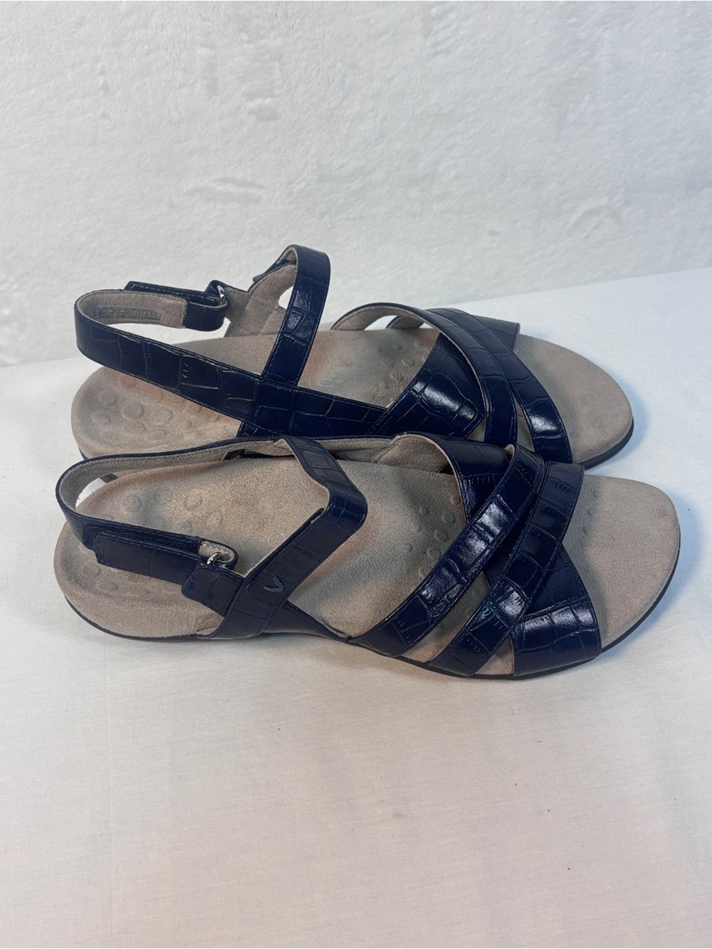 Vionic Mirabi Croco Embossed Adjustable Straps Sandals Navy Blue Sz 9 New - Picture 3 of 6